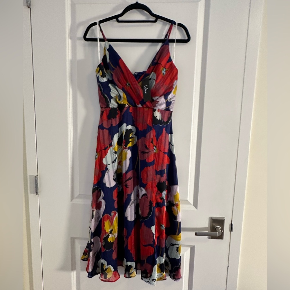 Lulus All About Love Royal Blue Floral Print Midi Dress